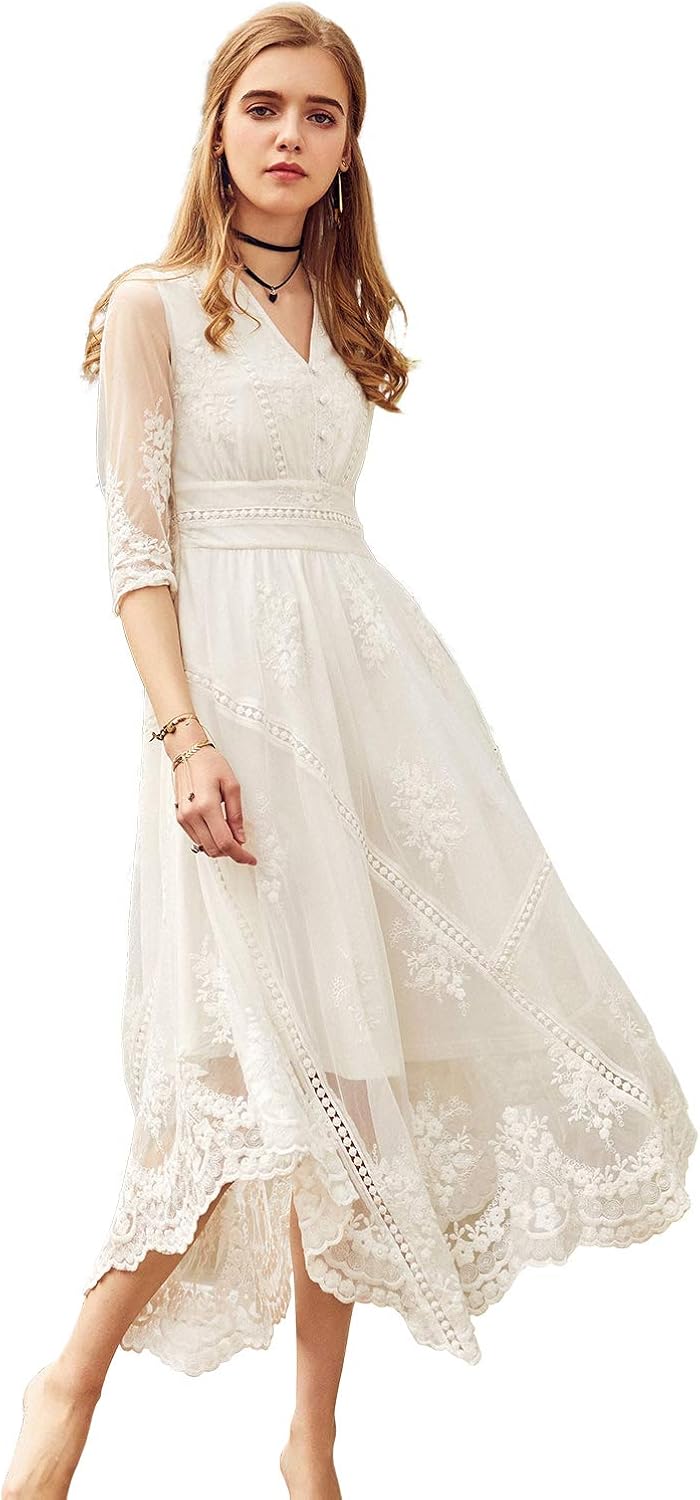 white embroidered maxi dress