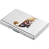 BONSYL Credit Card Holder, Slim RFID Blocking Card Holder Wallet, Fashionable Design and Artistic Patterns Metal Credit Card Holder Wallet, for Men Women.(6 Slots/Silver/J)