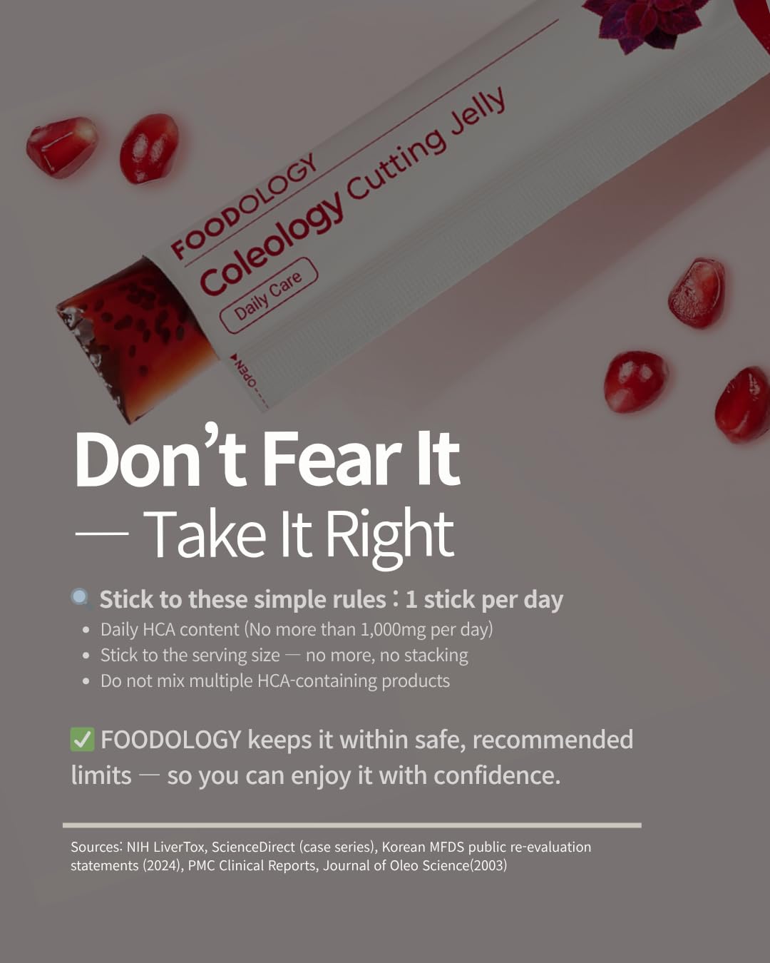 FOODOLOGY Coleology Cutting Stick Jelly – Supports Appetite Suppressant, Boost Metabolism & Control Cravings, Garcinia Cambogia HCA, Chia Seeds, Pomegranate Flavor Korean Supplement – 10 Sachets