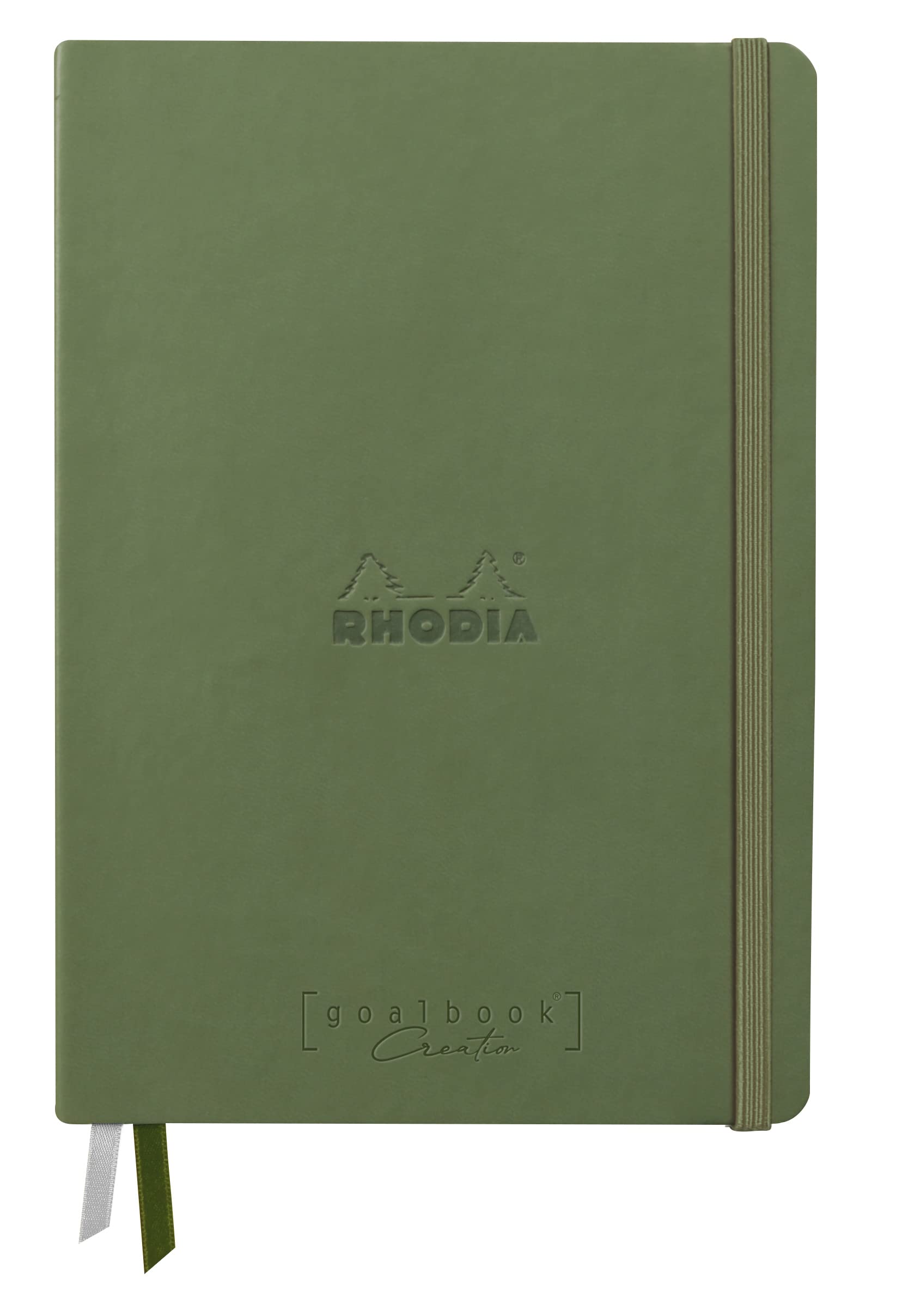 RHODIA 194155C - Journal Goalbook Creation Sage - A5 - 14.8x21cm - Plain - 100 pages White Technical Wash Paper 200 g/m² - 2 Ribbons - Imitation Leather Cover — image 1