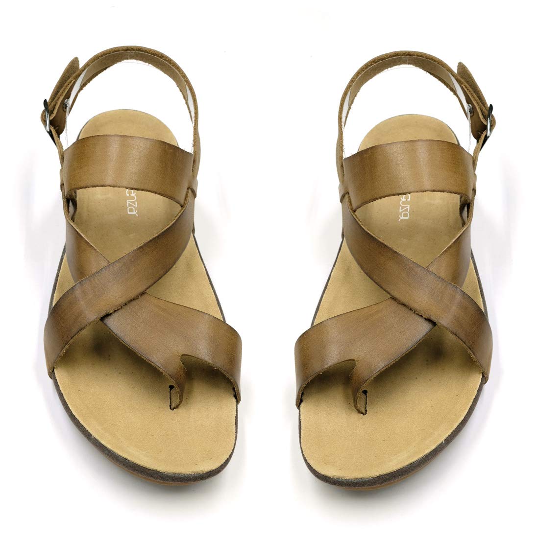 Photo 1 of Harssidanzar Genuine Leather Sandals Mens For Outdoor Sandals Mens Adjustable Strap Sandals Leather sandals Men GM202A,Khaki,Size 12