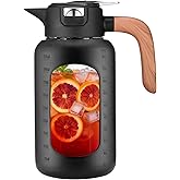 84 oz/2.5 Liter Glass Pitcher with Lid and Handle, Glass Carafe/Jug for Hot/Cold Water, Large Iced Tea Pitcher for Coffee, Juice and Homemade Beverage