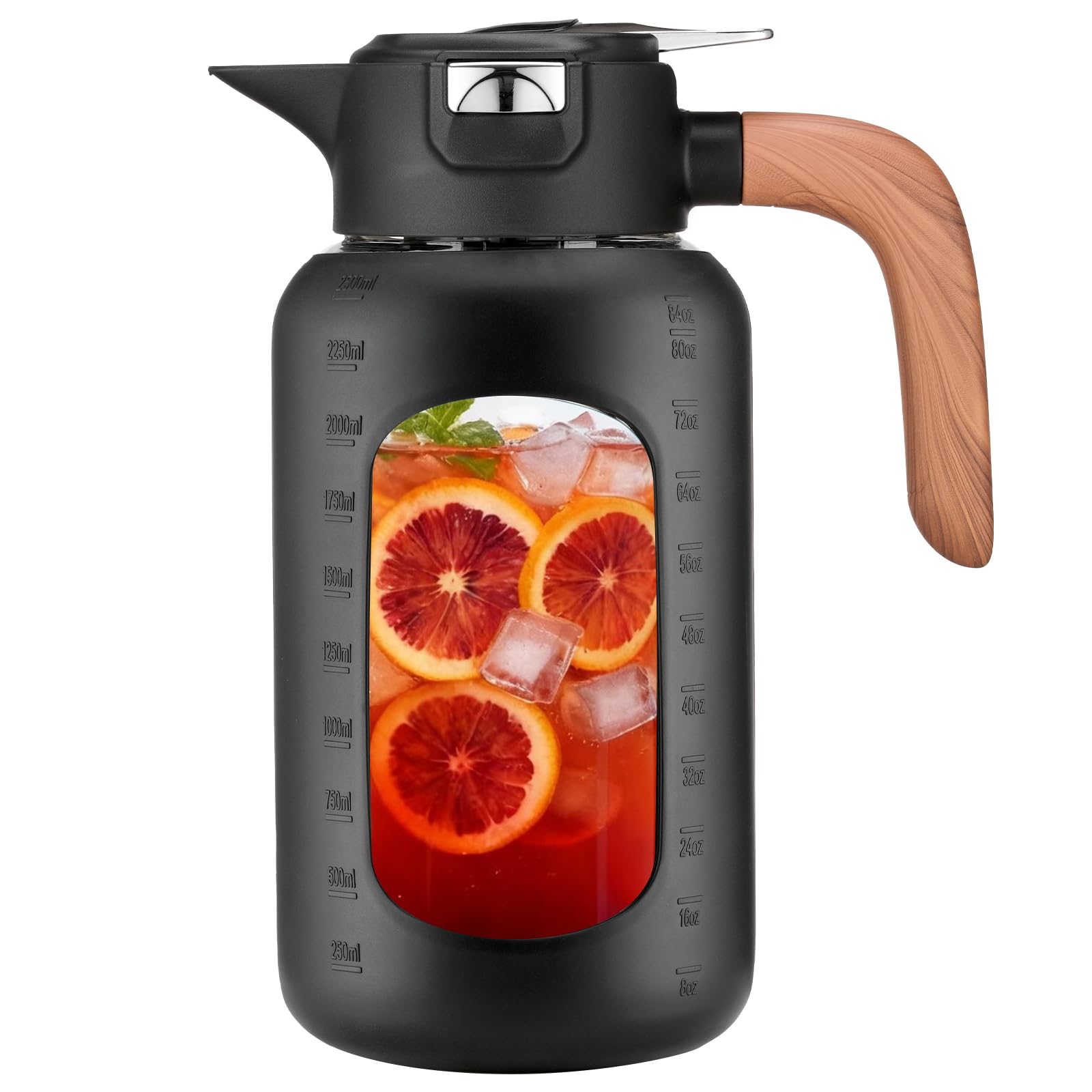 Photo 1 of 84 oz/2.5 Liter Glass Pitcher with Lid and Handle, Glass Carafe/Jug for Hot/Cold Water, Large Iced Tea Pitcher for Coffee, Juice and Homemade Beverage