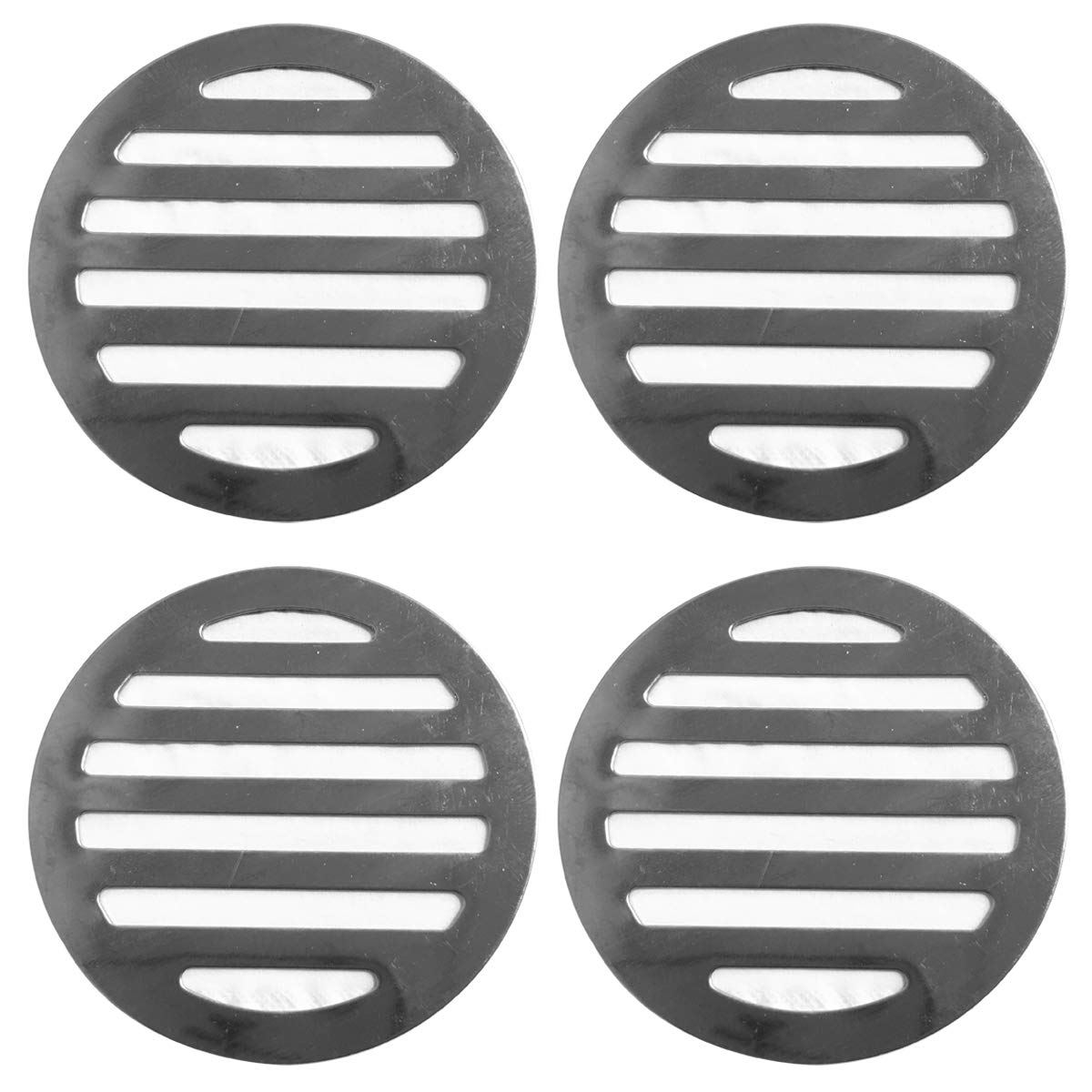 Photo 1 of NGe 4Pcs Silver Tone 304 Stainless Steel Round Floor Drain Cover Drain Protection Cover 3 Inch 6 Holes