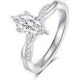 GAUDALGEM solitaire Moissanite Engagement Rings for Women D Color VVS1 Oval Cut promise anniversary Wedding Bands,18K White Gold Plated S925 Sterling Silver Valentine's Day Gift