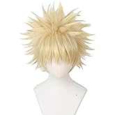 Linfairy Anime Cosplay Wig Short Blonde Hair Halloween Costume Full Wig