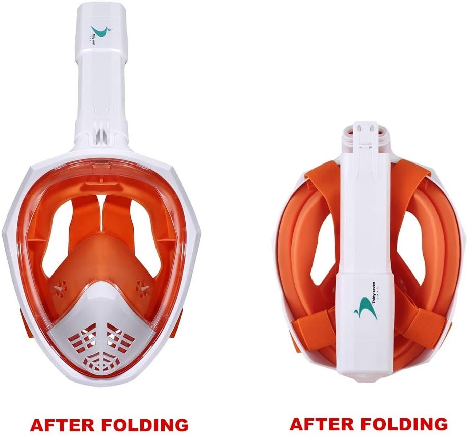 Thirty seven DAYS Full Face Snorkel Mask with Detachable Camera Mount, 180 Panoramic Anti-Fog Anti-Leak Diving Mask with Safety Breathing System for Adult and Kids : Sports & Outdoors