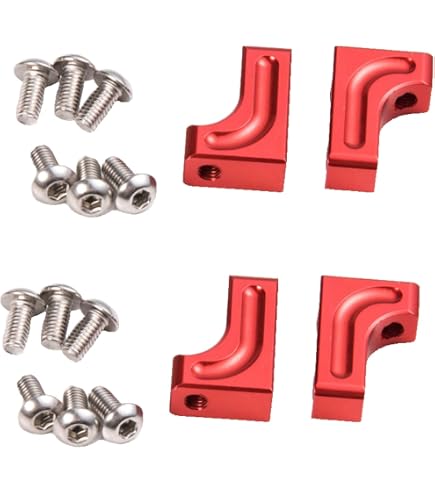 MORFUM 4PCS Aluminum Alloy Servo Mounts For Axial SCX10 1/10 RC Crawler Upgrades (Red)