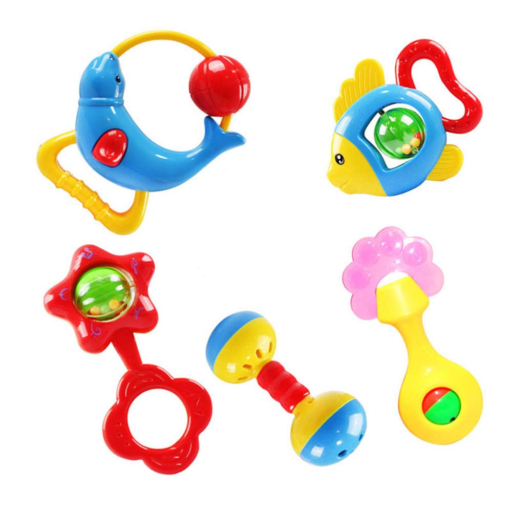赤ちゃん用ガラガラ 早期教育玩具 ラトル 可愛い 発達玩具 赤ちゃん B07ktjckr7 握って振る 楽しいキャラクター ベル 動物のハンドベル 子供 Blueseao がらがらラトル 訳あり
