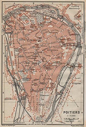 Amazon Com Poitiers Antique Town City Plan De La Ville Vienne Carte Baedeker 1914 Old Map Antique Map Vintage Map Vienne Map S Posters Prints