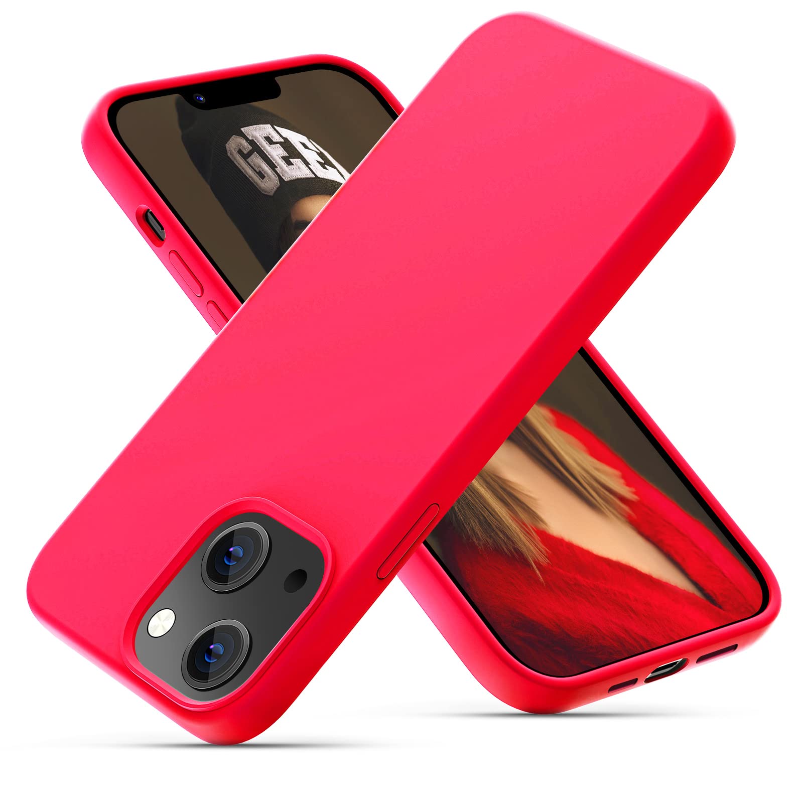 OitiYaa Silicone Case Compatible with iPhone 14 Case 6.1 Inch, Soft Ultra Slim Protective Shockproof Liquid Silicone Phone Case with Anti-Scratch Microfiber Lining, Hot Pink — image 1