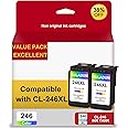 246XL Color Ink Cartridge Remanufactured for Canon CL-246XL 246XL Combo Pack Works with Canon MX490 MX492 TR4520 TR4522 MG250