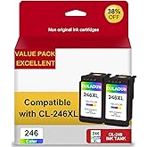 246XL Color Ink Cartridge Remanufactured for Canon CL-246XL 246XL Combo Pack Works with Canon MX490 MX492 TR4520 TR4522 MG250
