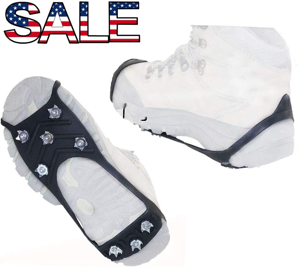 KOFULL 1 Pair of Steel Studs Anti Slip Ice Snow Grips Women Men Ice Spikers Grippers Walk Traction Cleats on Boots Shoes Walking Jogging Hiking on Snow and Ice(L)