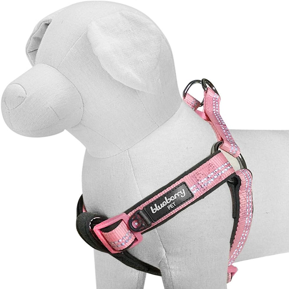 Blueberry Pet Comfy New 3M Reflective Step-in Pastel Color Padded Dog Harness, Chest Girth 50cm-65cm, Baby Pink, S/M