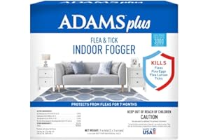 Adams Plus Flea & Tick Indoor Fogger, 3 x 3 oz Cans, Kills Fleas, Flea Eggs, Ants, Flies, Wasps, Cockroaches, Mosquitoes, and Many Other Listed Pests, Each Fogger Treats Up To 3000 Cu Ft, 9 Oz
