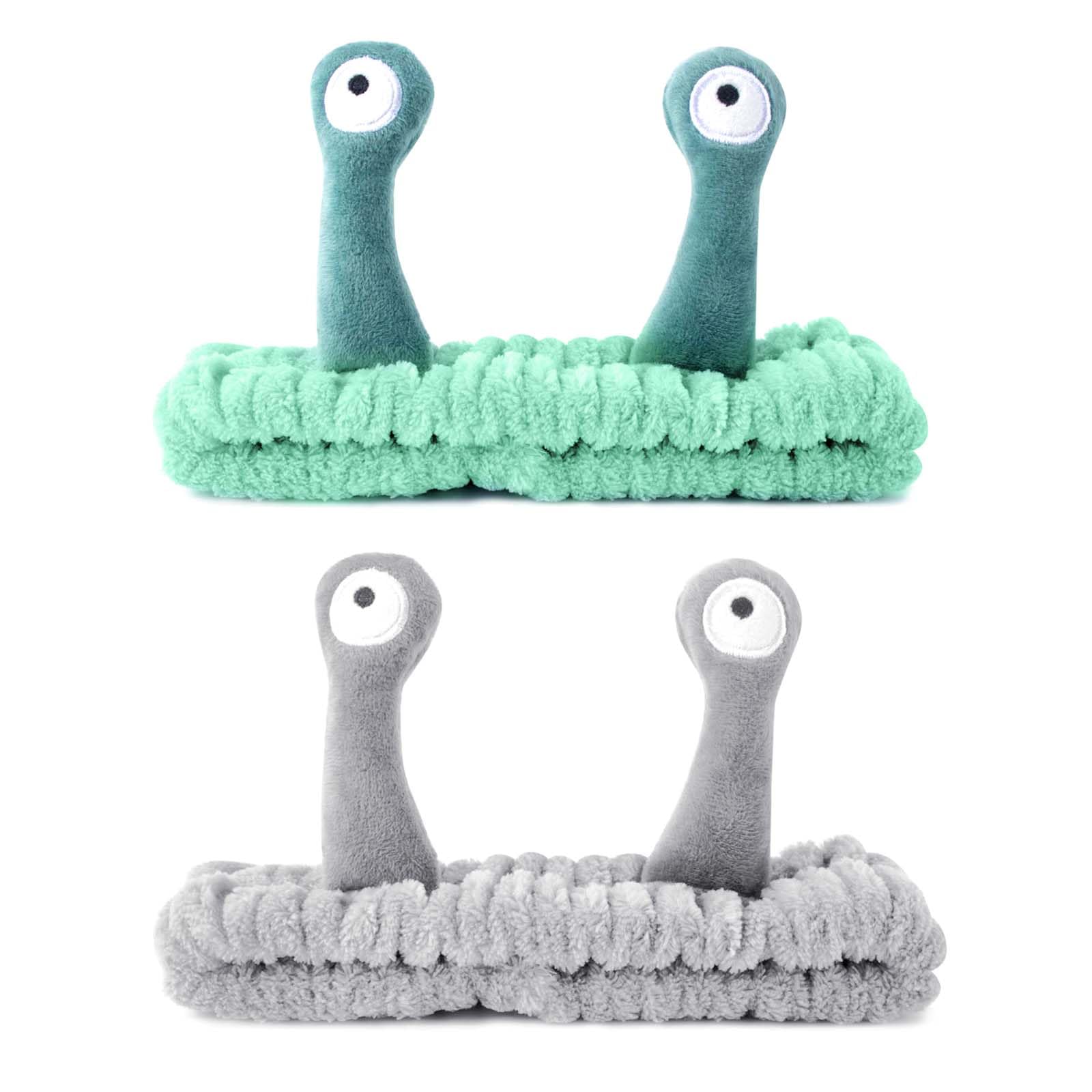 GWAWG 2 PCS Snail Headband Makeup Headbands Use for Skincare Washing Face Beauty Spa for Women Girl Green and Grey