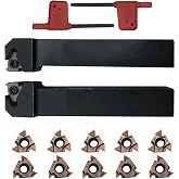 Zouzmin 2pcs 5/8inch Lather Threading Tool Bit Set External Internal Threading Boring Bars Turning Tool Holders SER/L1616H16 with 16ER 16IR AG60 Carbide Threading Inserts