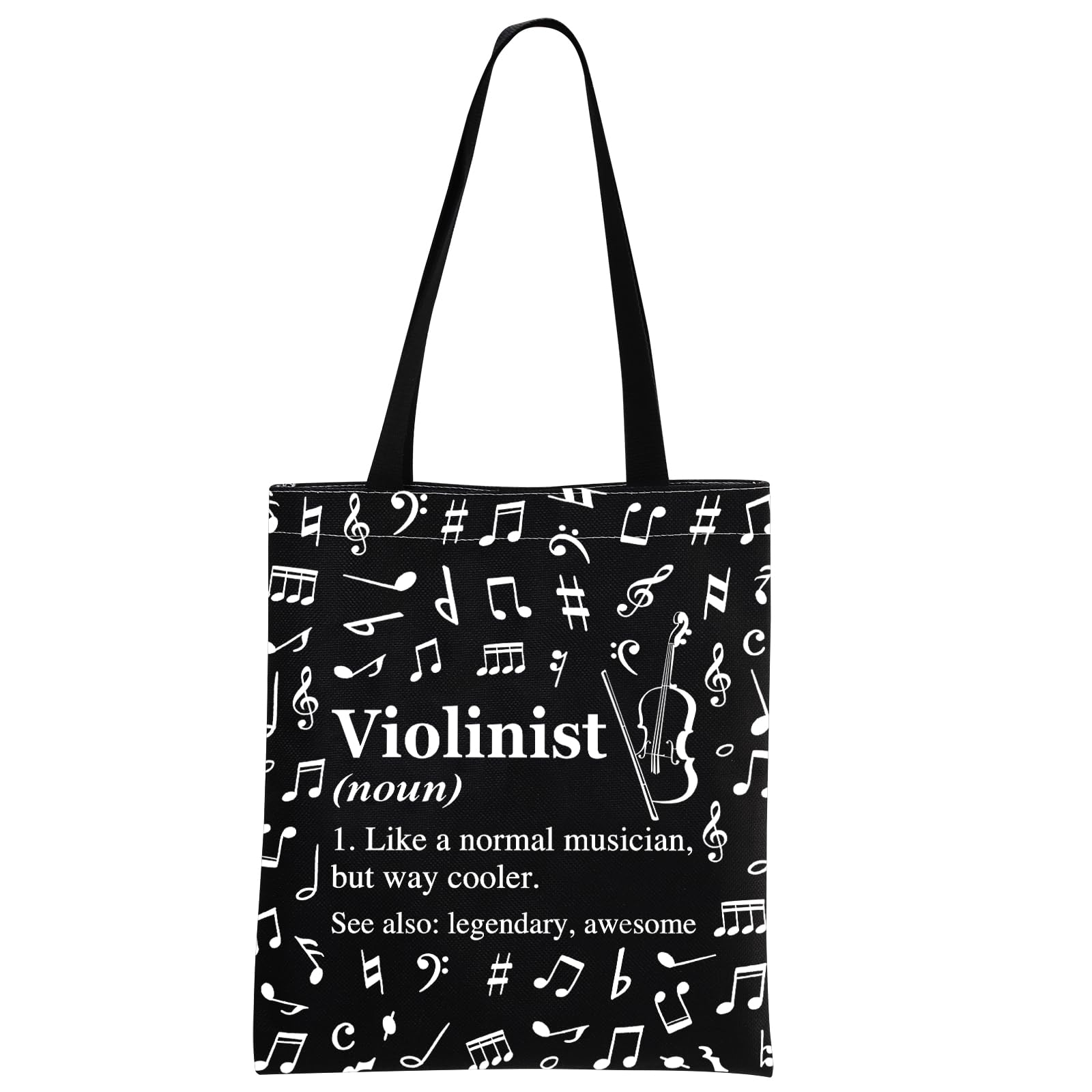 Violinist Gift Violinist Appreciation Gift Violin Lover Gift Violinist Tote Bag for Violin Player (V-iolin Black Tote)