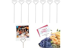 jojofuny 20 Pcs Heart Shaped Metal Wire Memo Holder - 5 Inch Iron Photo Clip & Note Holder for Office Desk, Wedding Centerpie