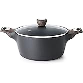 SENSARTE Nonstick Stock Pot with Lid, 2.6/4.5/6.6/8.5 QT Soup Pot Casserole Pot, Healthy Pasta Pot, Large Deep Cooking Pot, Big Sauce Pot Stew Pot, Induction Compatible, PFOA PFOS APEO Free, Black