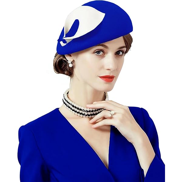 Women\'s Wool Felt Ribbon French Fashion Vintage Millinery Beret Hats Haze Blue Women Wool Felt Ribbon French Fashion Vintage Millinery  main image 2