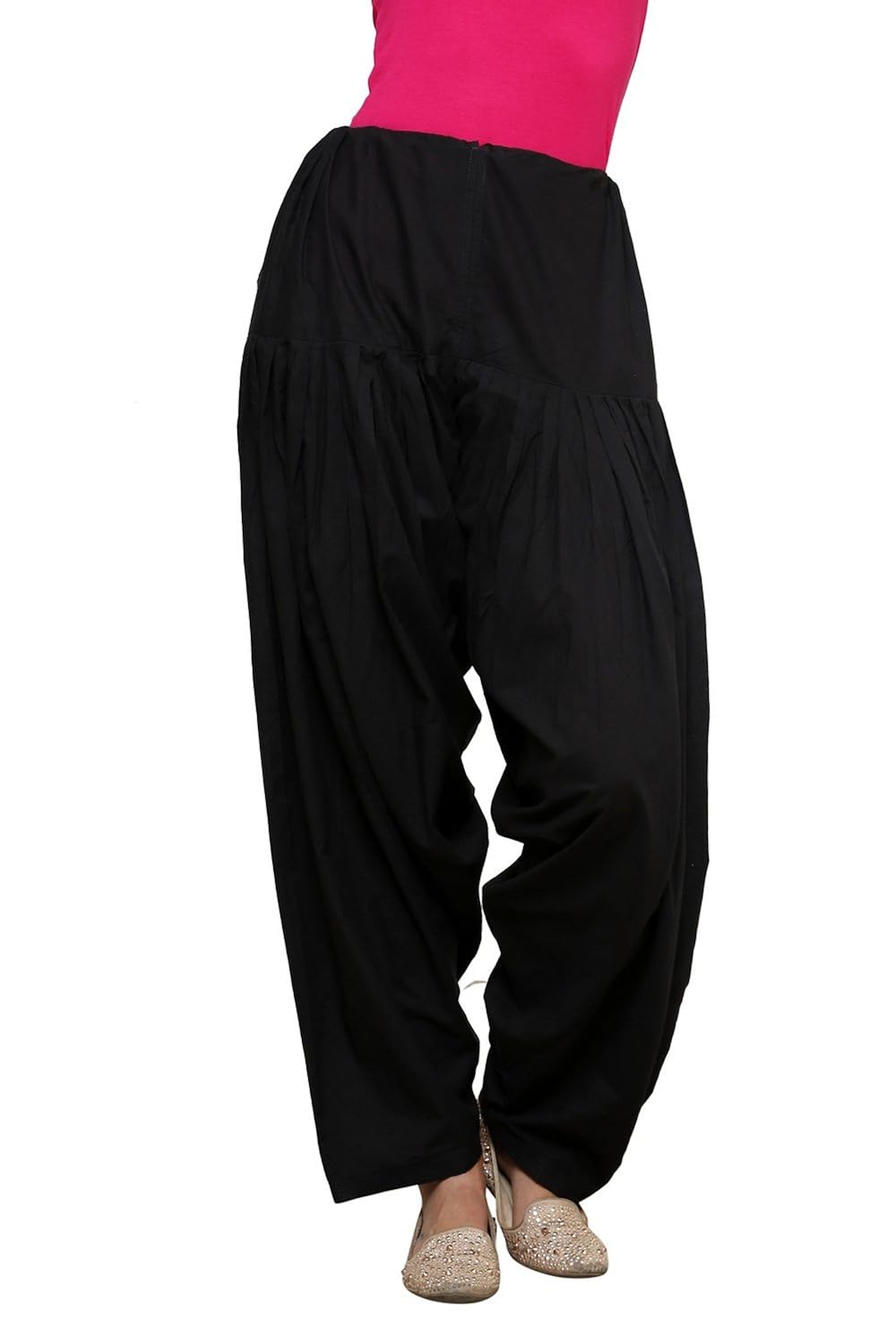 pistaa's women's cotton patiala salwar(cspsblkmw_black_free size)