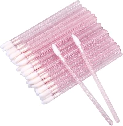 G2PLUS 100 PCS Lip Brushes Pink Lip Wands Crystal Lipstick Applicators