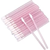 G2PLUS 100PCS Disposable Lip Gloss Applicators, Lipstick Brushes and Wands | Pink Glitter Crystal Handles for Precise Color A