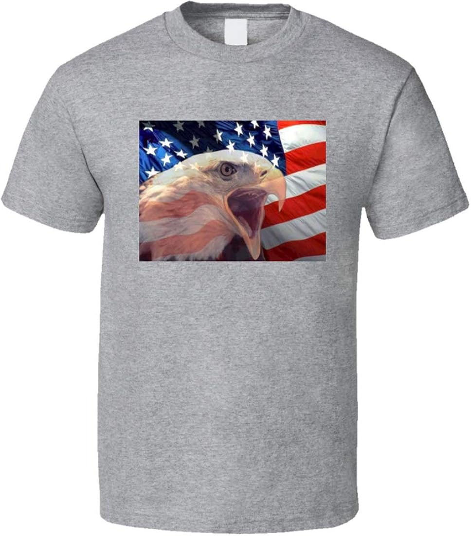 American Eagle Patriotic TShirt USA Flag Novelty Unisex Tee Sport Grey