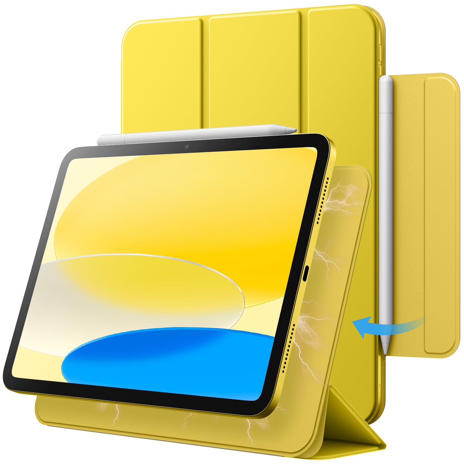 JETech Magnetic Case for iPad (A16) 11th/10th Generation (2025/2022), Magnetic Attachment, Slim Tablet Cover with Auto Wake/Sleep (Yellow) — image 1
