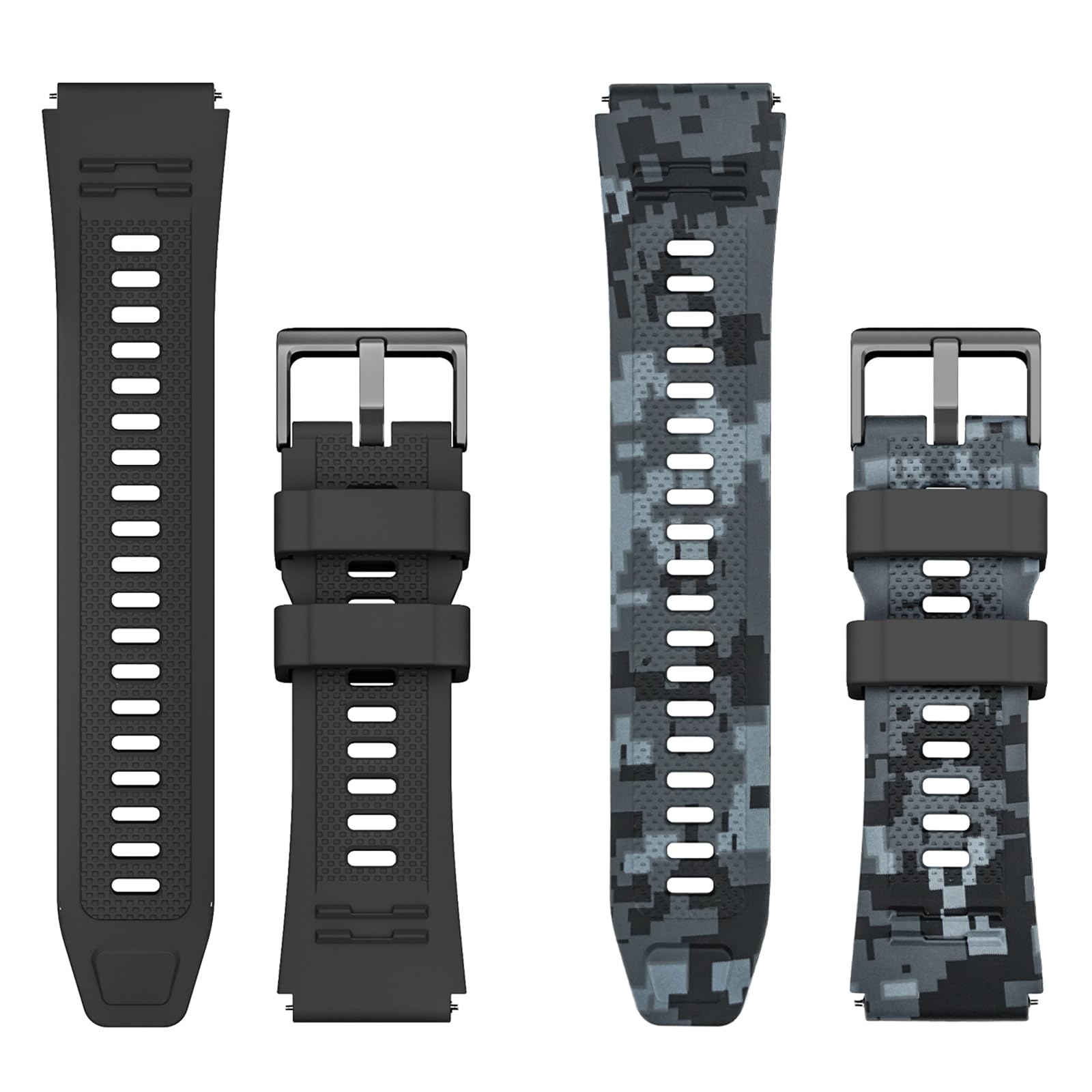 Smart Watch Band 22mm 2 Pack, for AMAZTIM Smart Watch Bands Replacement M2/T2, for CARBINOX Vortex Watch, Compatible with SUNKTA K-52, Sports Straps Bands, Adjustable Wristband, Men Camouflage Black Smartwatch Band