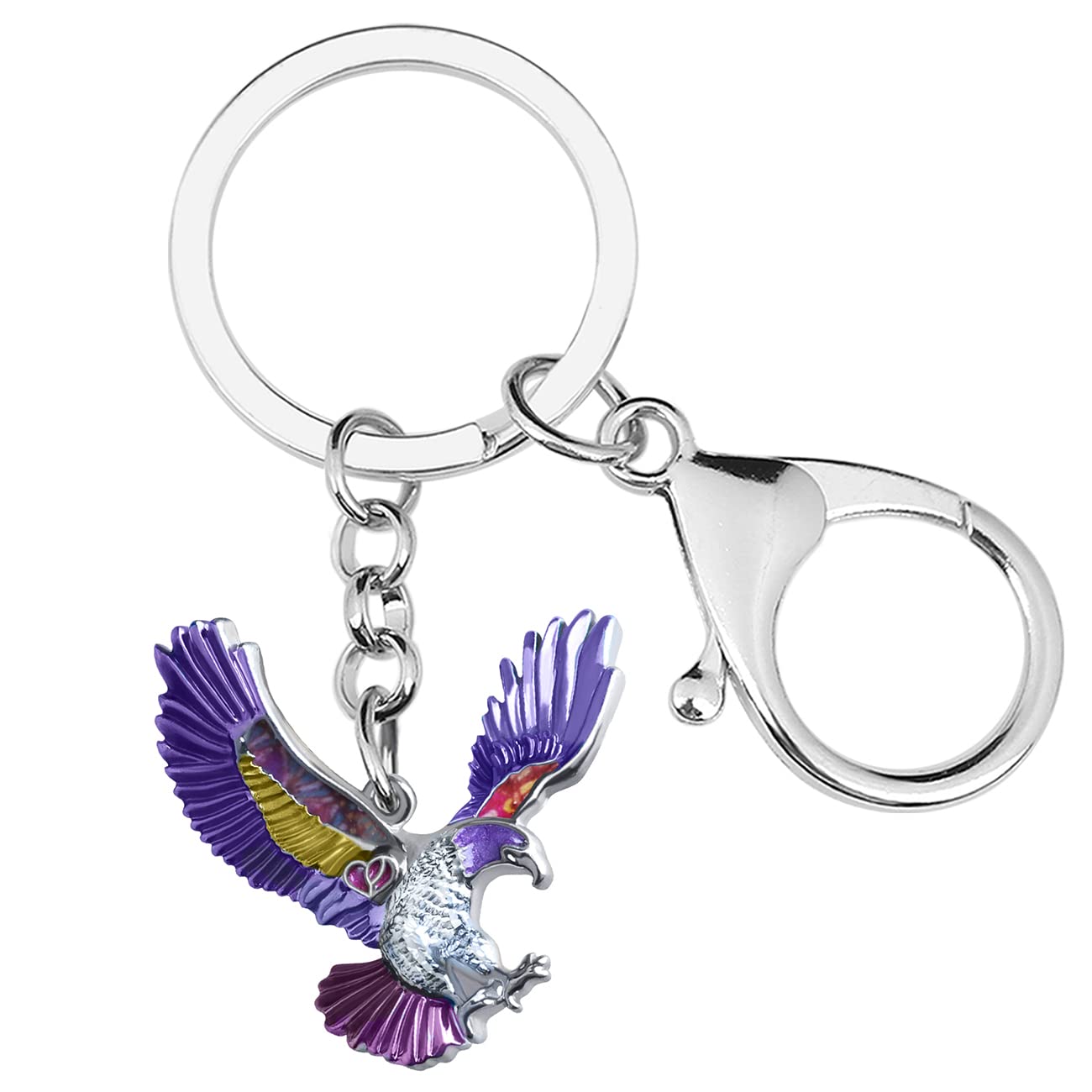 Enamel Alloy Flying Eagle Keychain Bird Charms Novelty Gifts for Women Girls Bag Wallet (Purple)