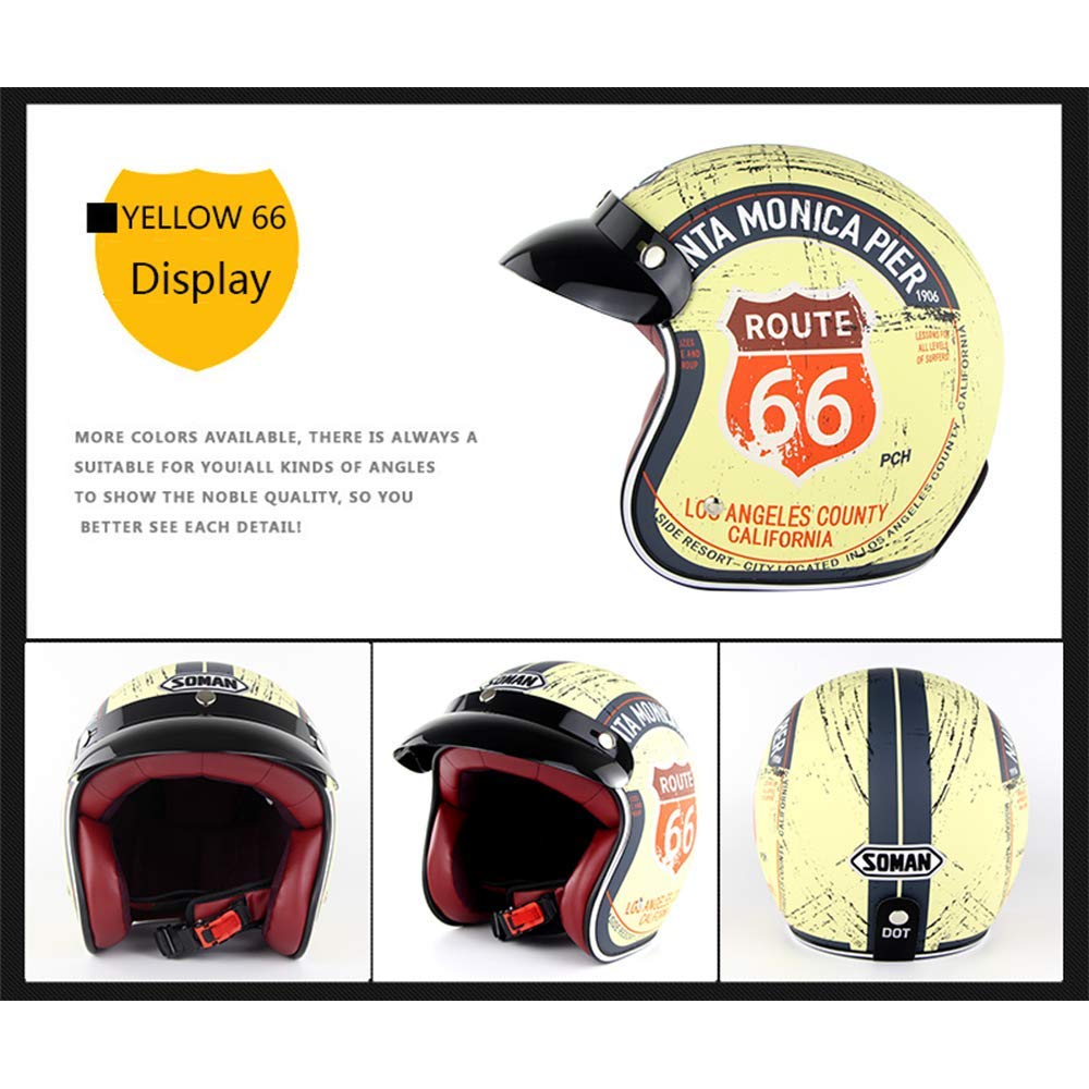 Sebasty Casco Moto Jet e Demi-Jet Caschi Cromwell da Moto Aperto Vintage Omologato ECE 22-05 con Visiera per Donna E Uomo Scooter Ciclomotore Chopper Cruiser Racing cap 1,XXL