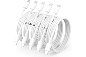 MUXA USB C Charger Cable - 5Pack 6FT (60W/3.1A) USB C to USB C Cable Type C Fast Charging Cord for iPhone 15/15 Pro/15 Plus/15 Pro Max, MacBook Pro, iPad mini 6/Pro 2021/Air 4, Samsung Galaxy S23