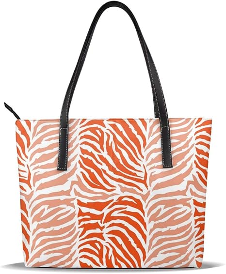 Amazon Co Jp トートバッグ カラフルな動物 オレンジ ゼブラ柄 大容量 カバン ビジネスバッグ レザー 洗練された上品レザー 手提げ 就活 バッグ バッグインバッグ シンプル ビジネス トート レディース 防水 軽量 ホーム キッチン