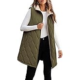 ECOWISH Women Long Puffer Vest: Fall Zip up Reversible Fleece Jacket 2025 Winter Warm Sleeveless Hooded Coat with Pockets