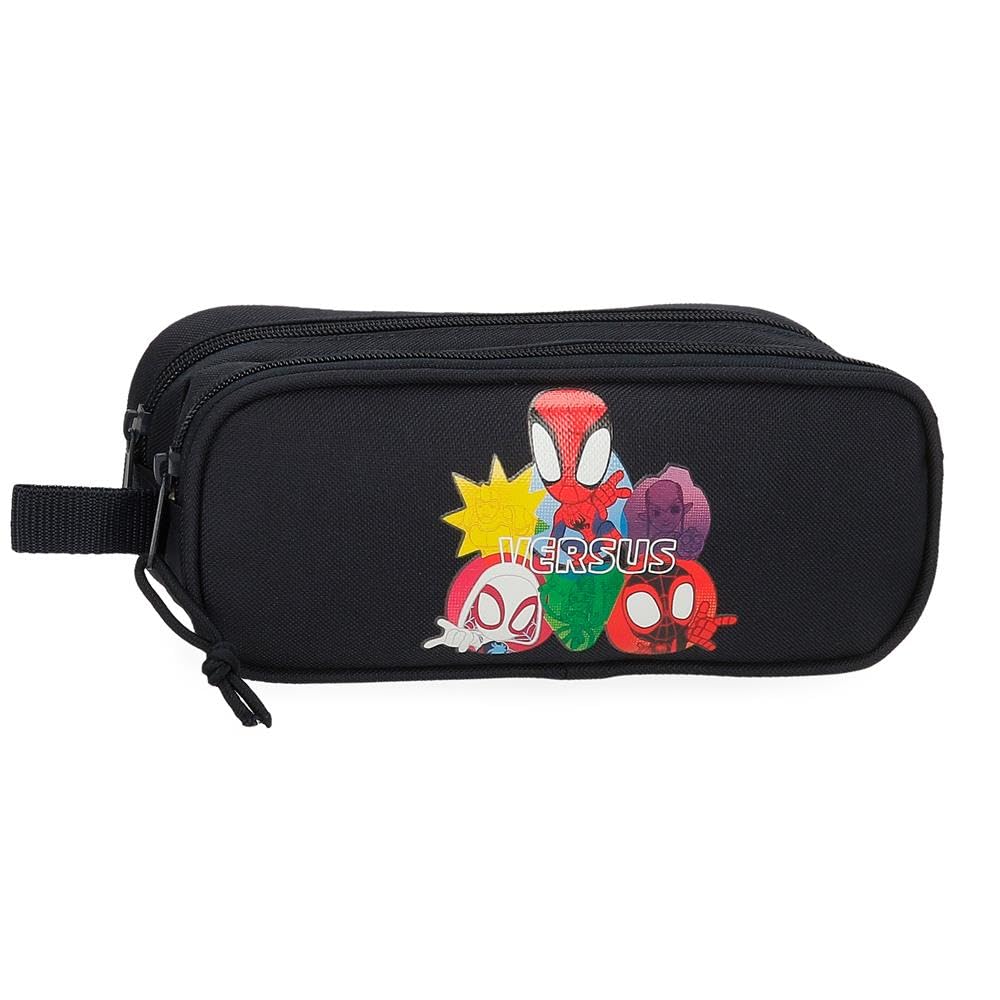 Joumma Marvel Versus Spidey Double Pencil Case Black 23x9x7cm Polyester 1.45L, Black/White, One Size, Double Case