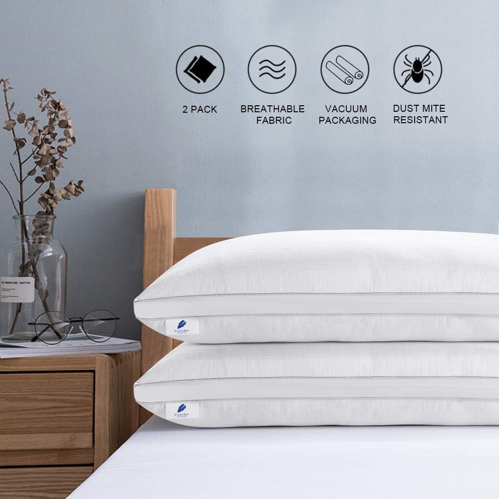 Oreillers 60x60cm Lot De 2 - Hypoallergénique, Anti-Acarien - Fibre Polyester - Maxzzz