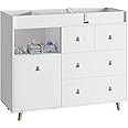 DAWNSPACES Baby Changing Table Dresser with Drawers, 45 Inch Hidden Trash Storage, Nursery Dresser with Changing Station,Storage Dresser Chest for Infant, White