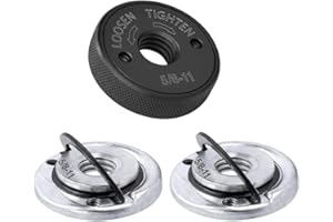 Saipor 3pcs 5/8"-11 Angle Grinder Flange Nuts, 2 Silver Tool-Free Quick Release D-Ring Locking Nuts + 1 Black Knurled Heavy D