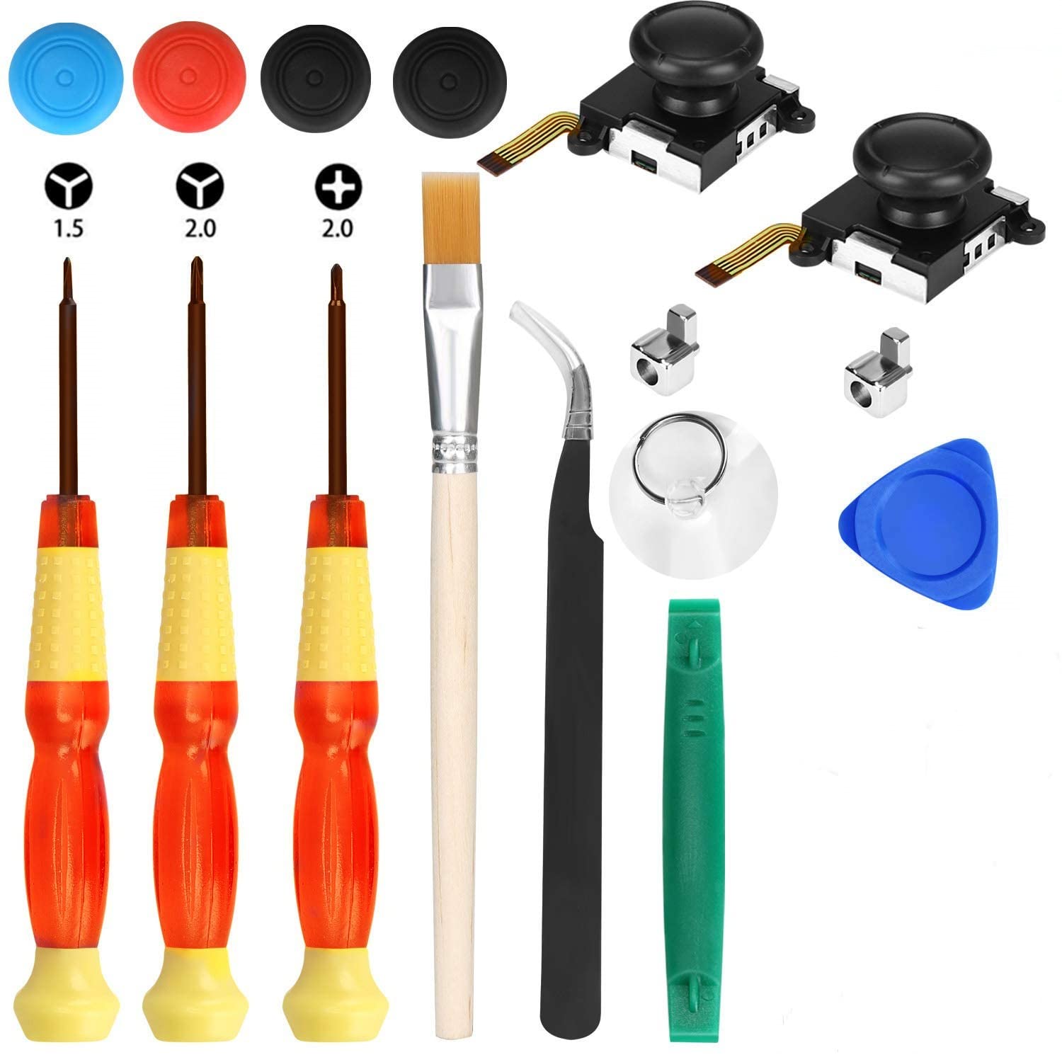 JZK 3D Analog Joystick Replacement for Switch JoyCon Controller, with Cross & Tri-Wing Screwdrivers, Repair Tool Kits for JoyCon Stick, Repair Tool for Joy CON