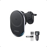 Anker Prime Qi2 25W MagSafe Compatible Wireless Car Charger Mount | AirCool Phone Holder with Vent Clip and Fast Power, for iPhone 17 - 12 Series, and More (Adapter Included)