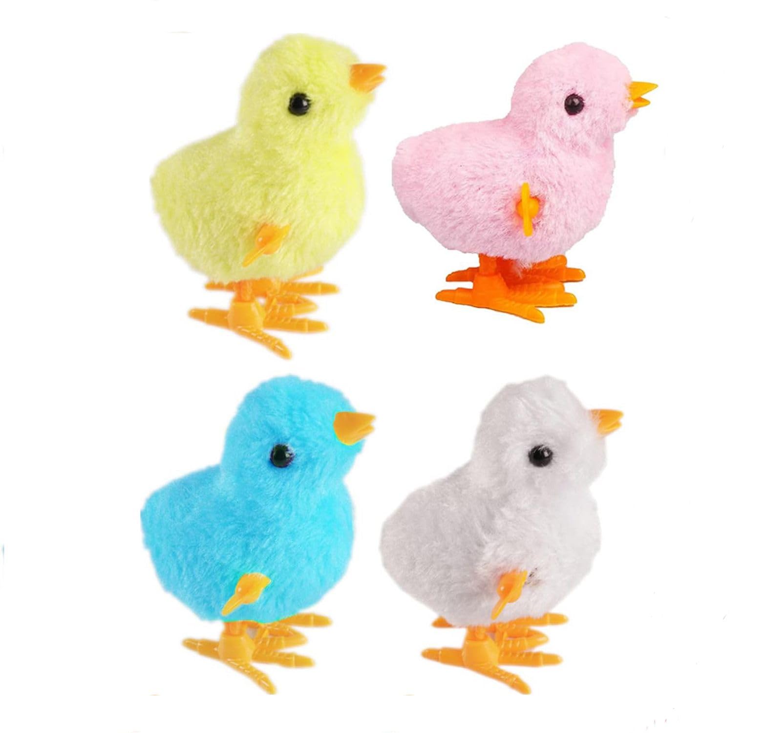 SIXIUDIA Easter Wind-Up Chicken, Pack of 4 Gift for Little Boys and Girls, Easter Decoration Chicks, Chick Easter, Easter Basket Fillers and Children's Birthdays (Random Colour)