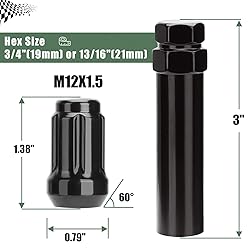 glorider ATV M12x1.5 Spline Lug Nuts, 16pcs 12x1.5