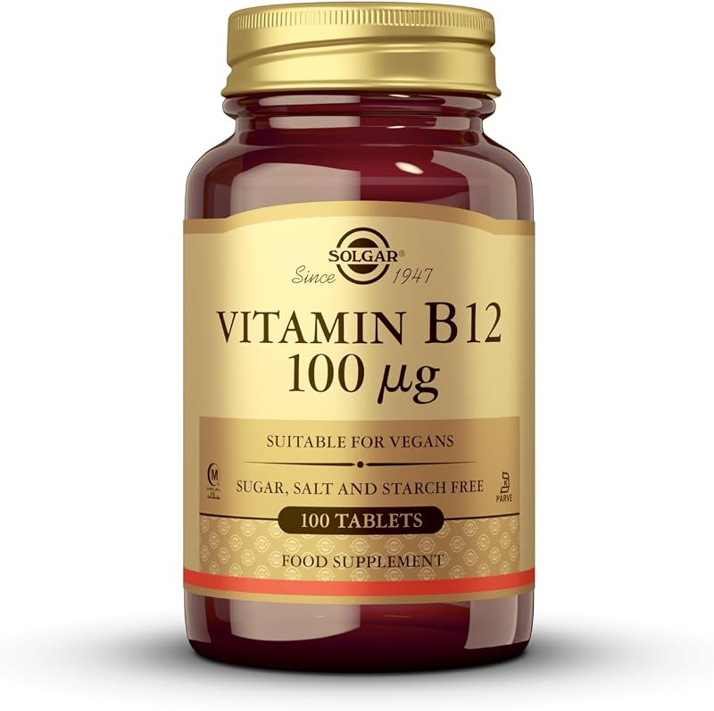 Solgar Vitamin B12 100 µg Tablets - Vegan - 100 Count for Energy & Wellness