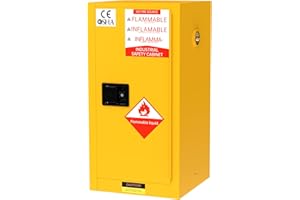 AOKNV 16 Gallon Flammable Storage Cabinet, Fire Cabinet with ESD Grounding Cable for Chemical Storage, Galvanized Steel Shelf Safety Storages for Industrial and Garage Use (35.5" x 20" x 20")