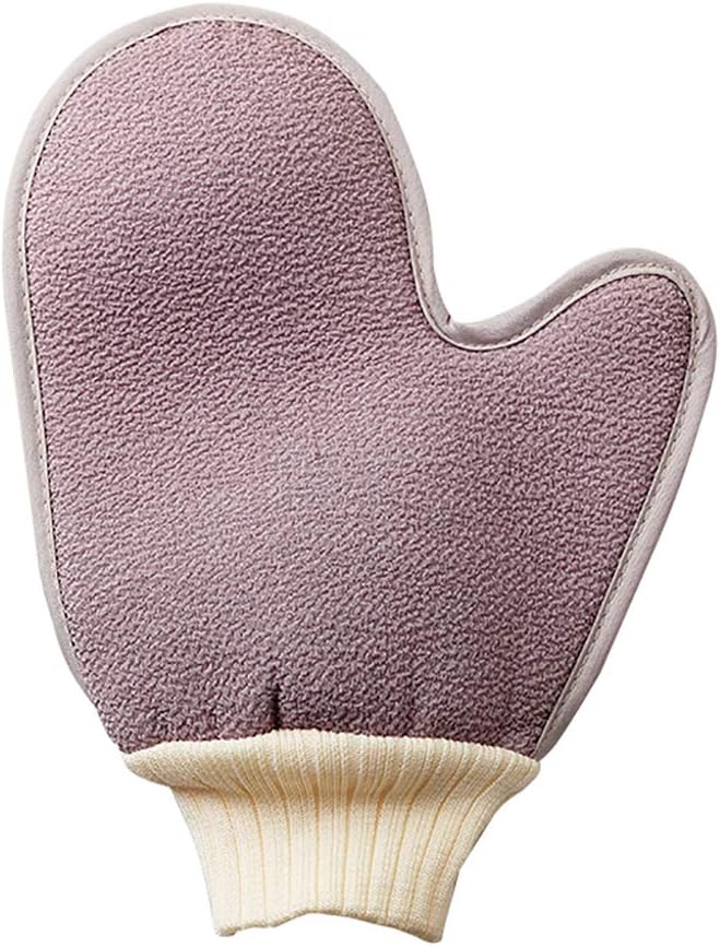 Omenluck Bath Mitt Double Side Exfoliating Sponge Shower Gloves Purple Coffee
