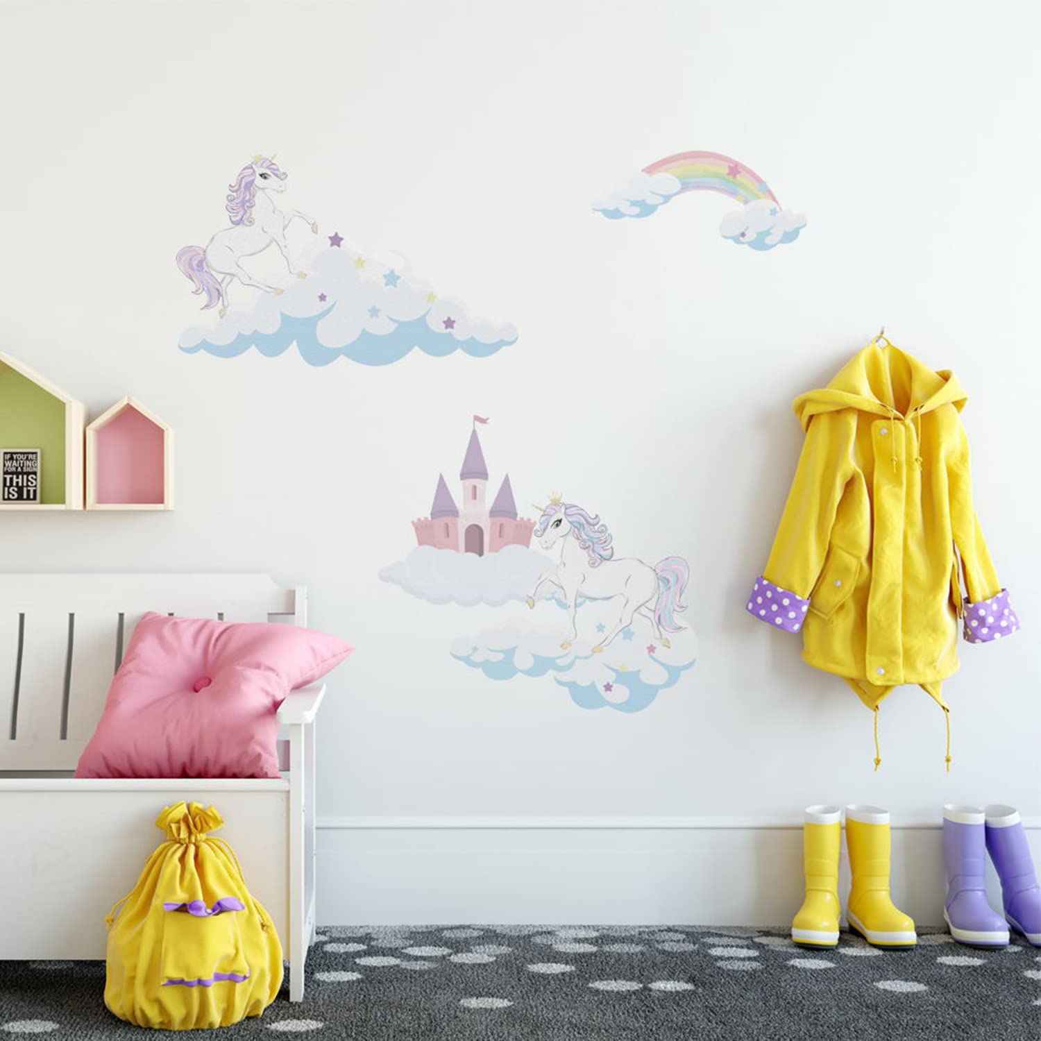 Colorful Rainbow Wall Decals,Rainbow Wall Stickers for Girls Kids Bedroom Decorations,Window Decal for Kids Bedrooms, Nursery, Baby Room, Play Room, Removable Vinyl Stickers DIY Art Wall Decors (L36)