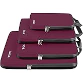 BAGAIL 4 Set Compression Packing Cubes Travel Expandable Packing Organizers(Burgundy,4 Set）